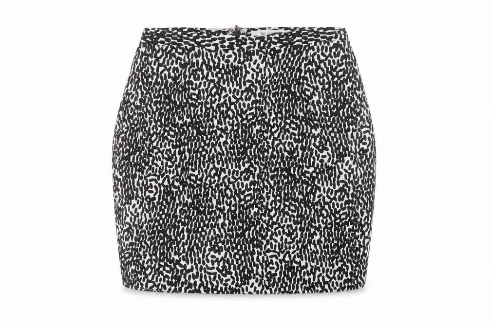 Diane von Furstenberg Womens Black Geometric Cotton Bandage Skirt Size 8 Zip