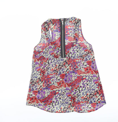 New Look Womens Multicoloured Geometric Polyester Basic Tank Size 10 Scoop Neck