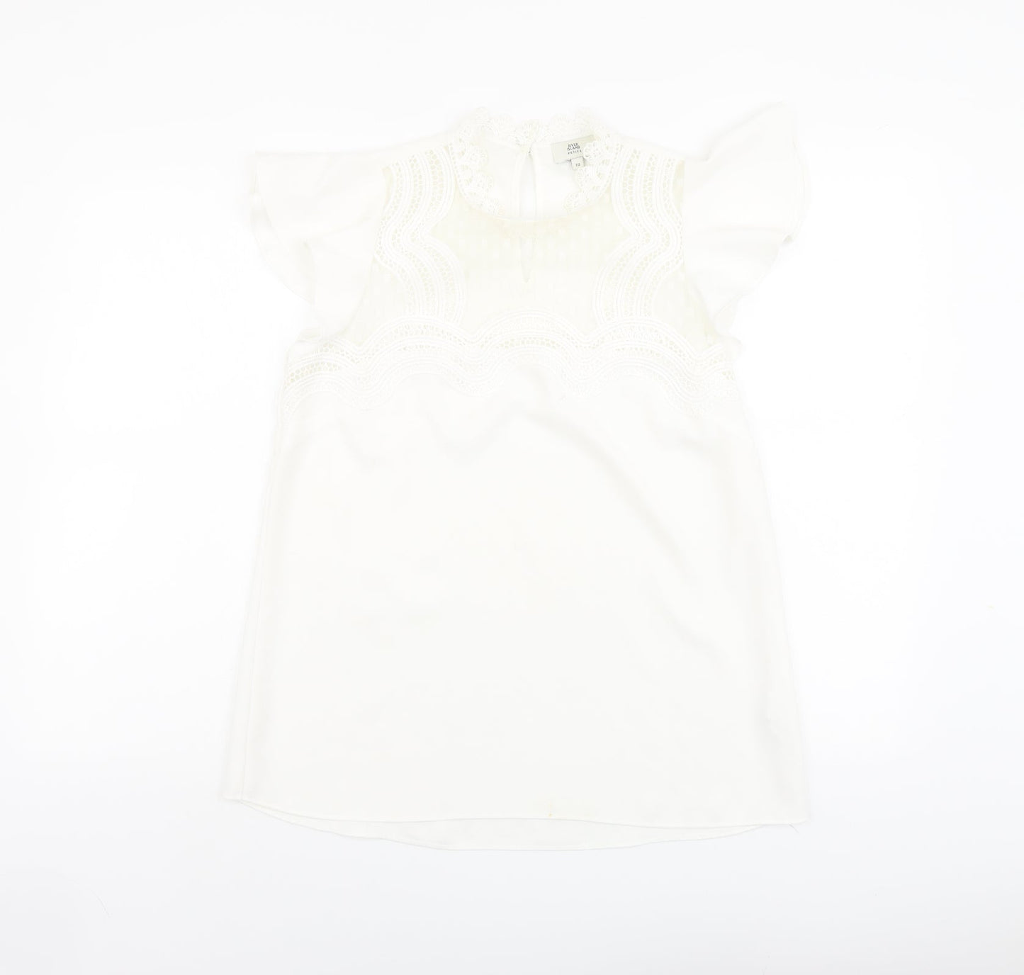 River Island Womens Ivory Polyester Basic Blouse Size 10 Round Neck