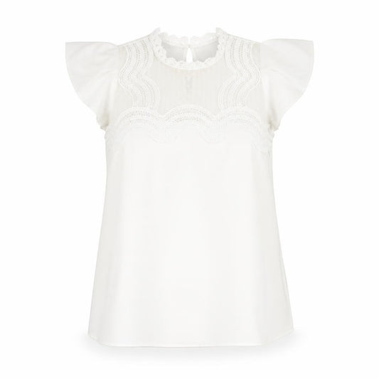 River Island Womens Ivory Polyester Basic Blouse Size 10 Round Neck