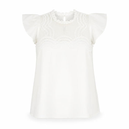 River Island Womens Ivory Polyester Basic Blouse Size 10 Round Neck
