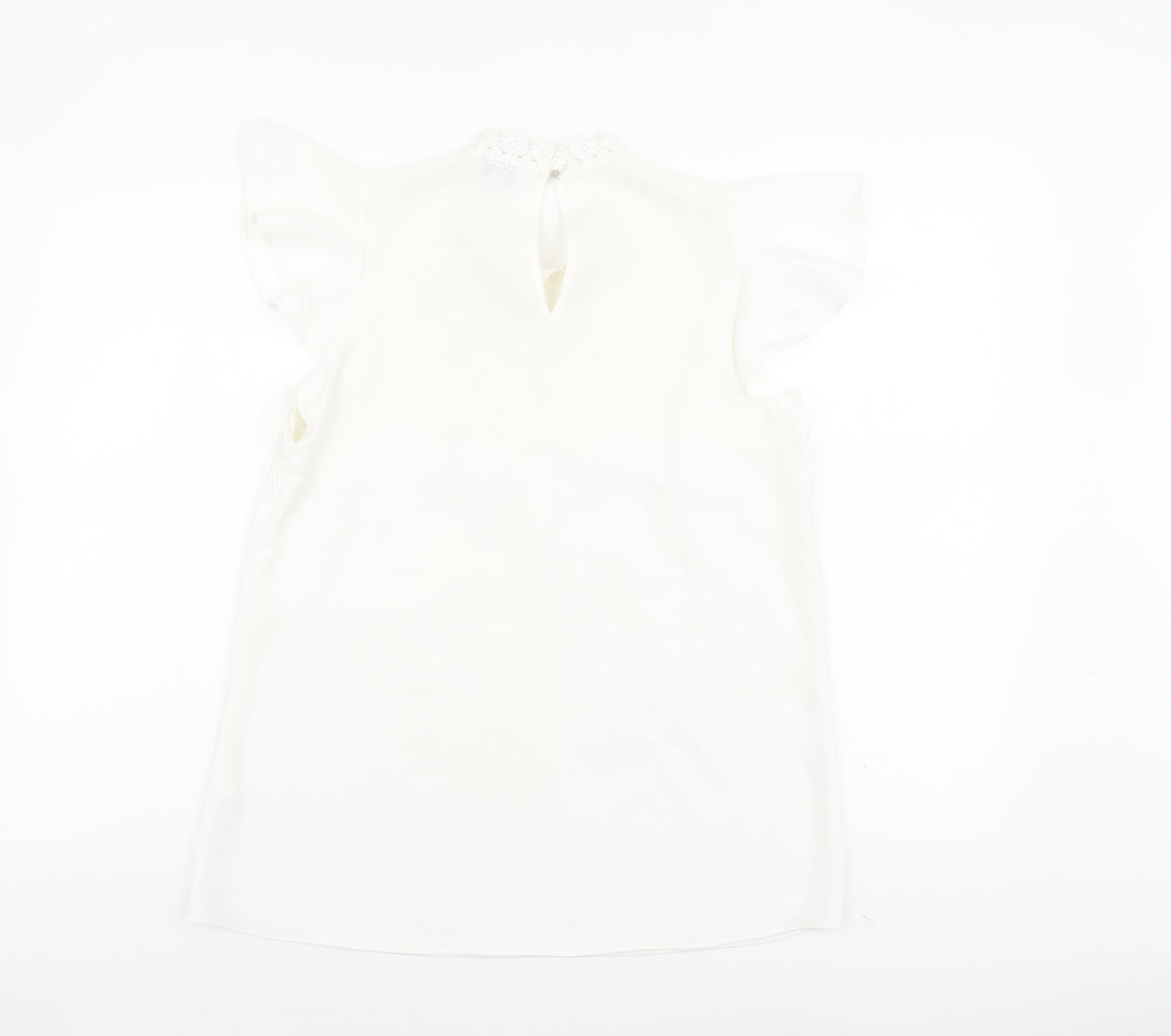 River Island Womens Ivory Polyester Basic Blouse Size 10 Round Neck