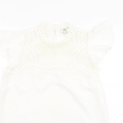 River Island Womens Ivory Polyester Basic Blouse Size 10 Round Neck
