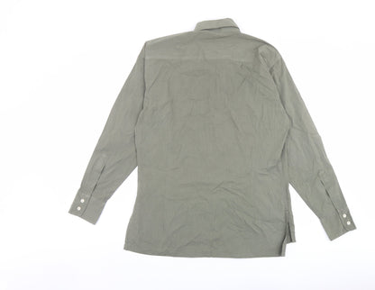 Back view of Mexx men’s green cotton button-up, size S, collared button