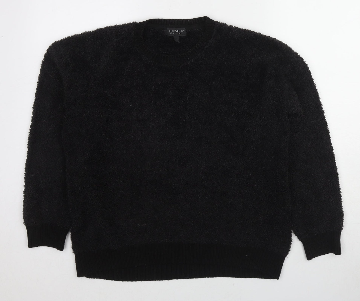 Topshop Womens Black Polyester Pullover Sweatshirt Size 8 Pullover