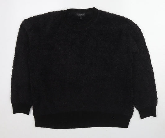 Topshop Womens Black Polyester Pullover Sweatshirt Size 8 Pullover