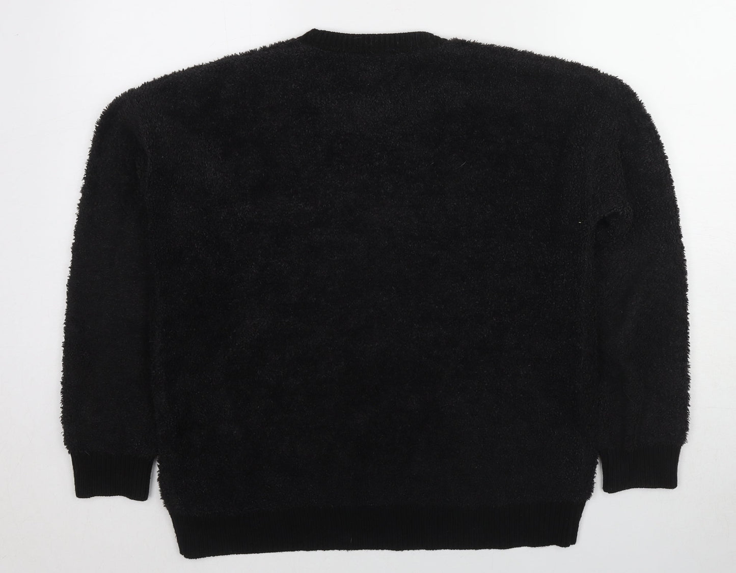 Topshop Womens Black Polyester Pullover Sweatshirt Size 8 Pullover