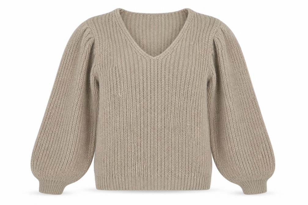 Isabella D. Womens Beige V-Neck Acrylic Pullover Jumper Size S