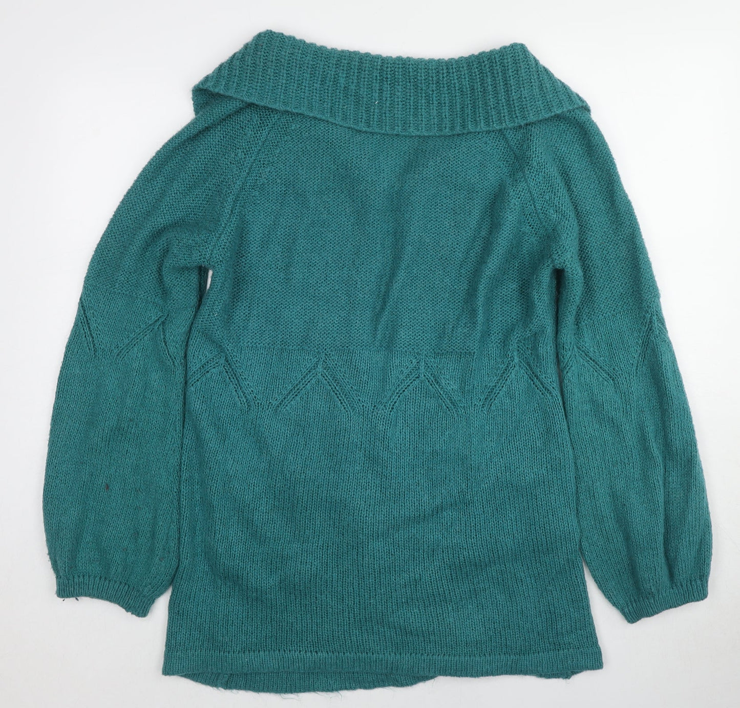 Marks and Spencer Womens Blue Collared Acrylic Cardigan Jumper Size 12