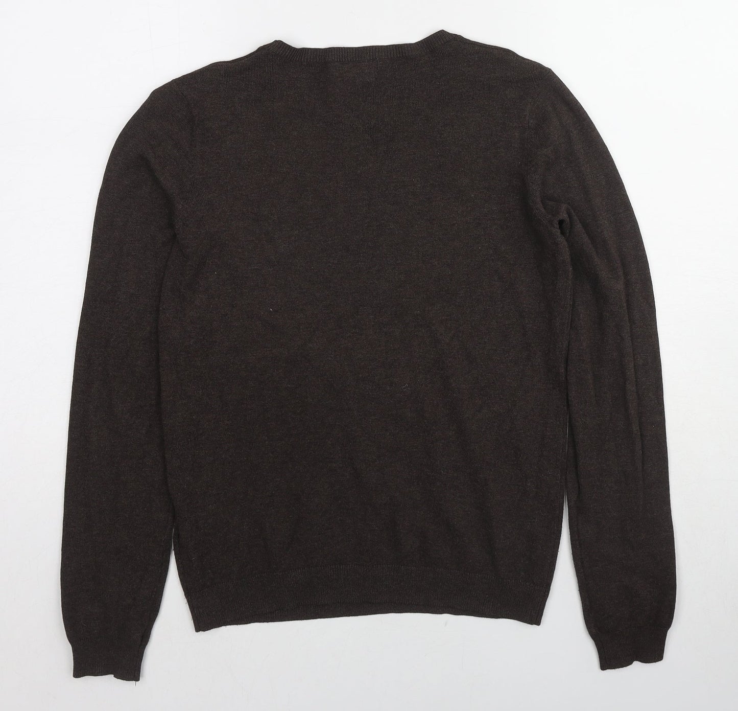 H&M Womens Brown Round Neck Viscose Pullover Jumper Size S