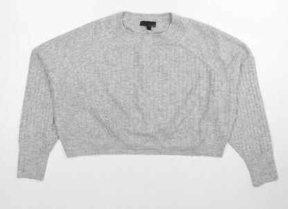 Topshop Womens Grey Round Neck Acrylic Pullover Jumper Size 12
