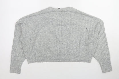 Topshop Womens Grey Round Neck Acrylic Pullover Jumper Size 12