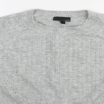 Topshop Womens Grey Round Neck Acrylic Pullover Jumper Size 12