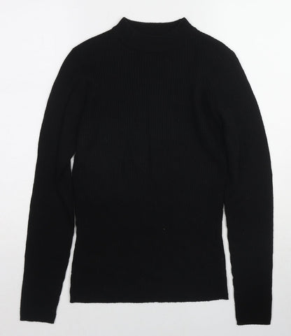 Brave Soul Womens Black Mock Neck Acrylic Pullover Jumper Size L