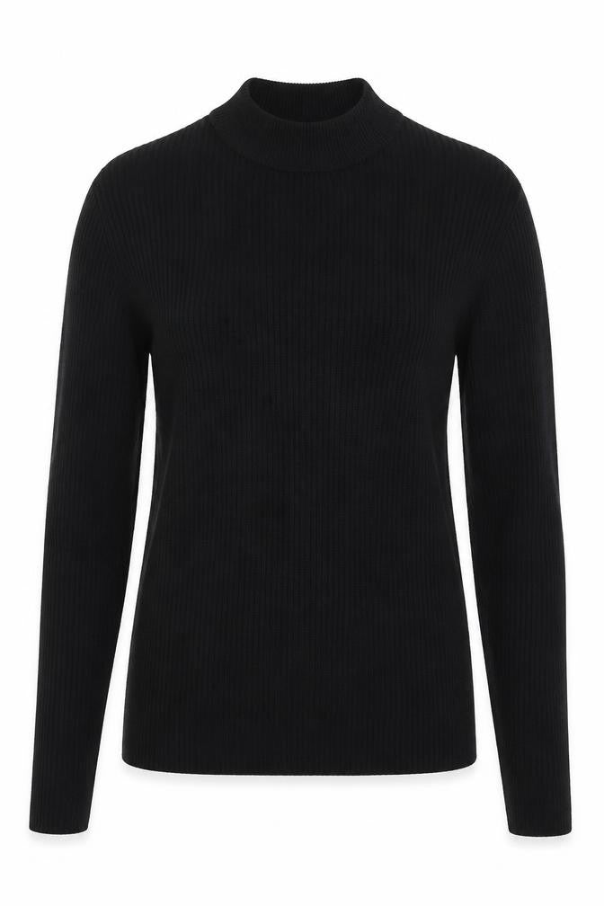 Brave Soul Womens Black Mock Neck Acrylic Pullover Jumper Size L