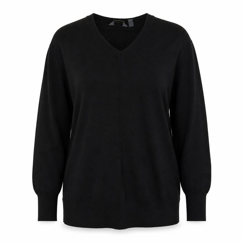 Claire Langford Womens Black Round Neck Acrylic Pullover Jumper Size L