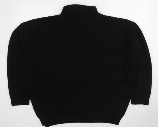 PRETTYLITTLETHING Womens Black Mock Neck Acrylic Pullover Jumper Size XL