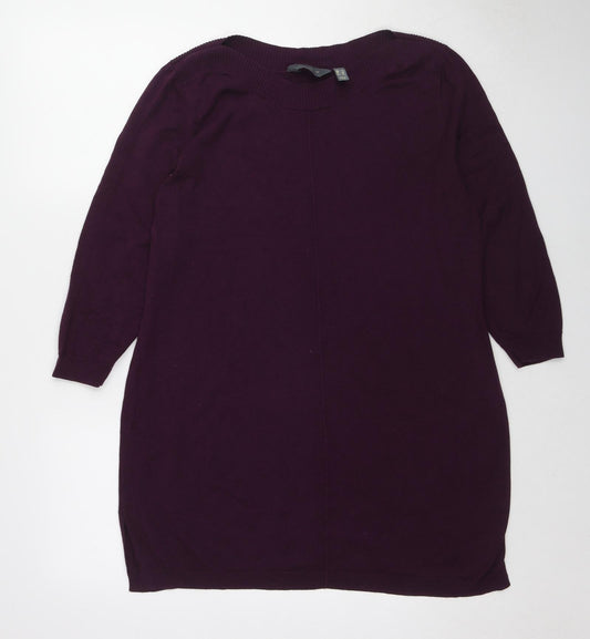 Claire Langford Womens Purple Round Neck Cotton Pullover Jumper Size XL