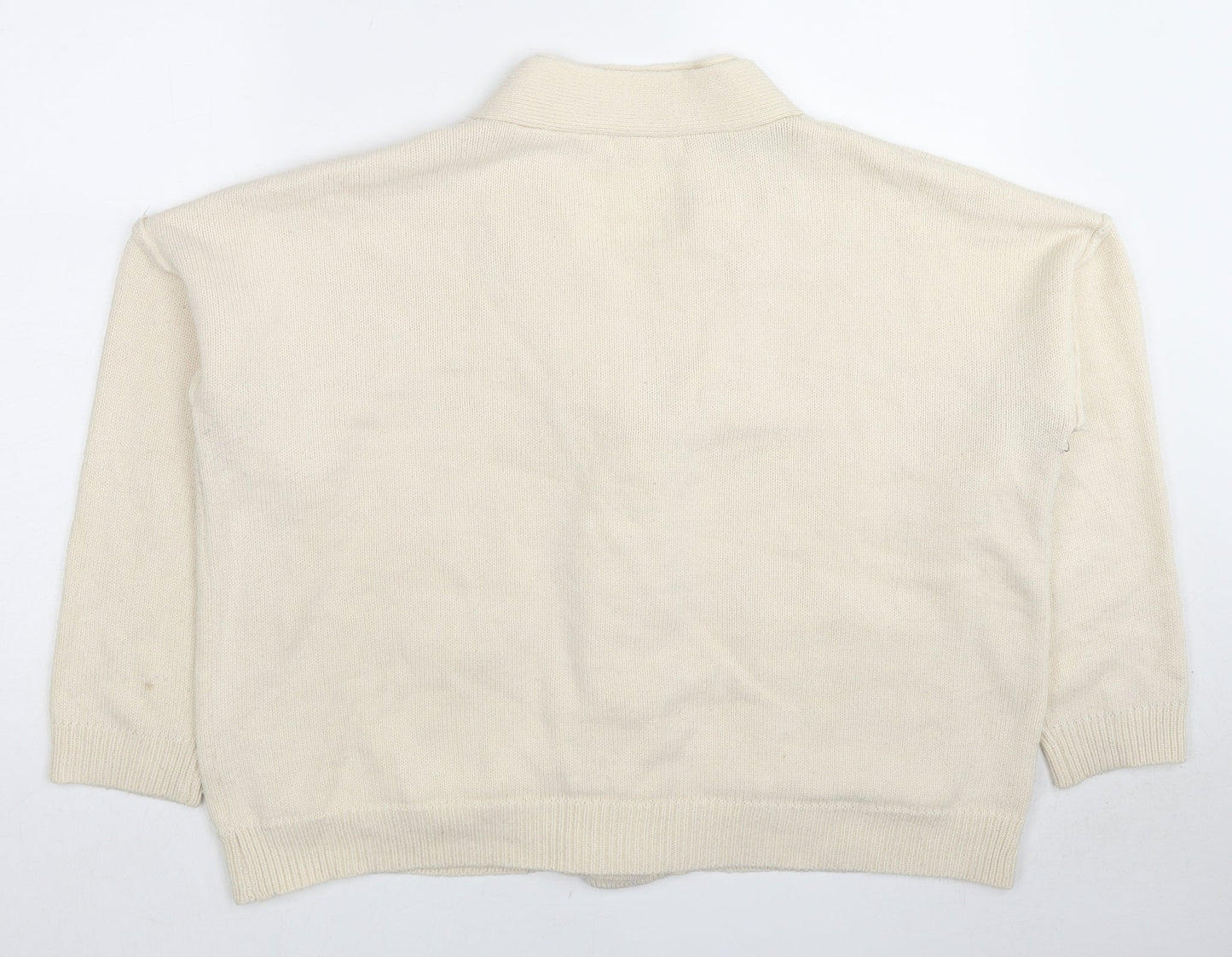 Fandisi Womens Ivory V-Neck Polyester Cardigan Jumper Size M