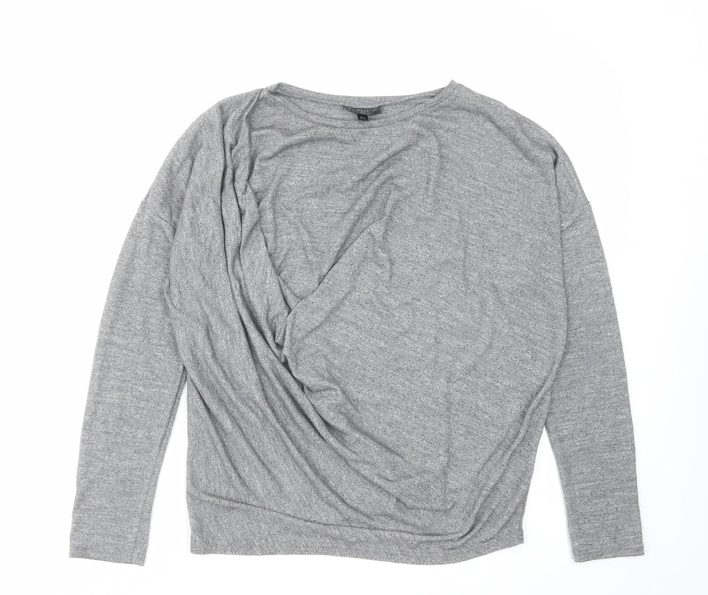 Topshop Womens Grey Polyester Basic Blouse Size 10 Round Neck