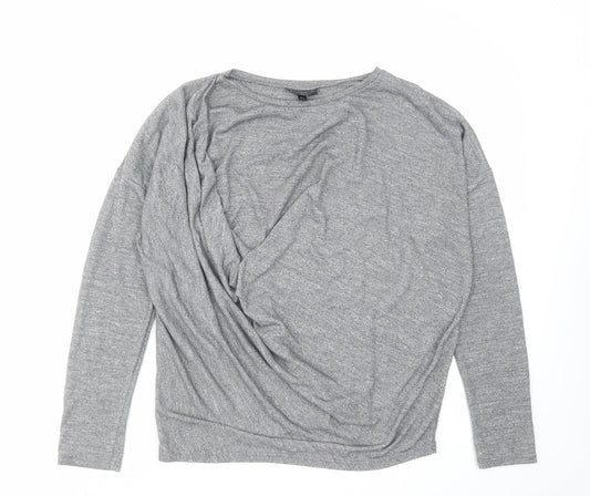 Topshop Womens Grey Polyester Basic Blouse Size 10 Round Neck