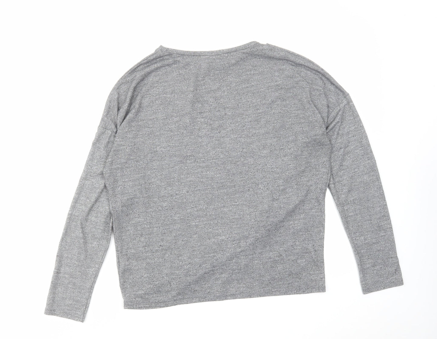 Topshop Womens Grey Polyester Basic Blouse Size 10 Round Neck