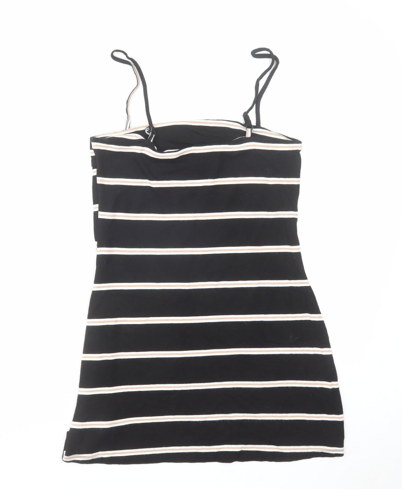 FACTORIE Womens Black Striped Polyester Mini Size XS Square Neck Pullover