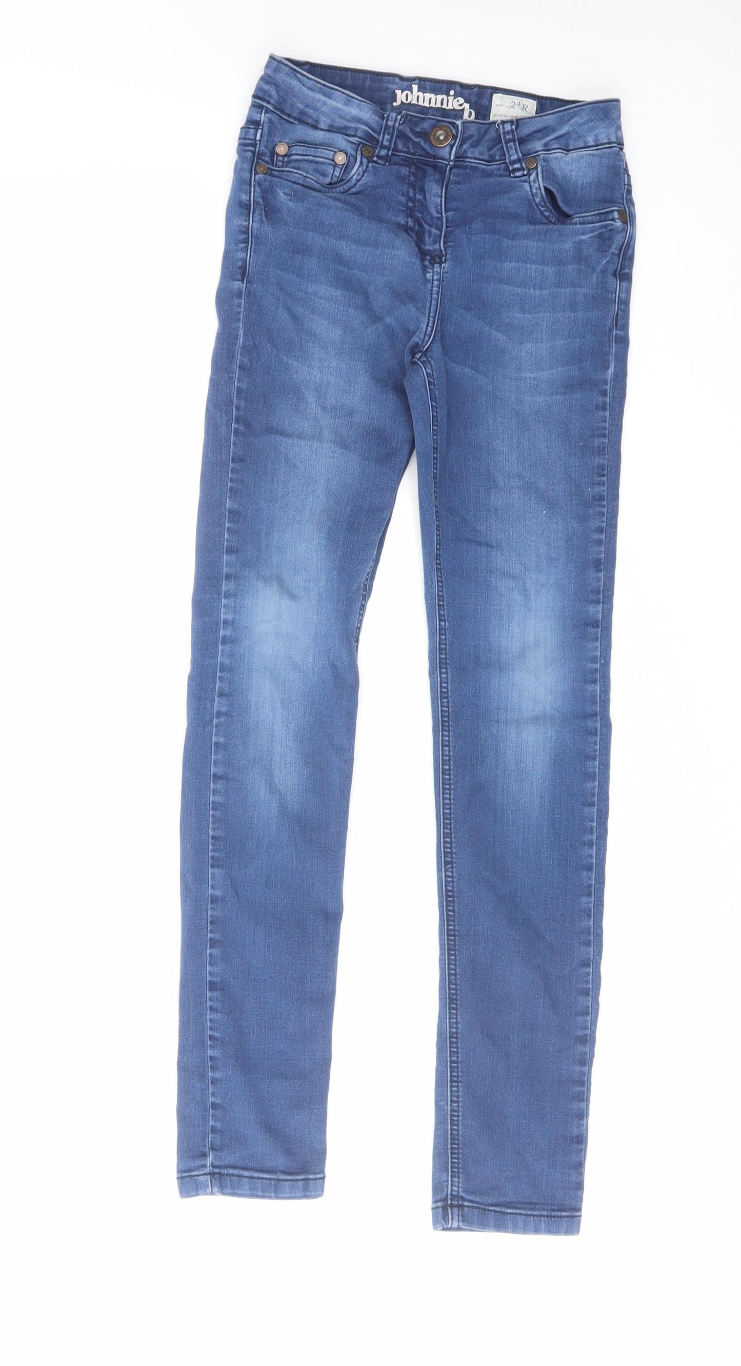 Johnnie B Womens Blue Cotton Skinny Jeans Size 24 in L25 in Regular Zip