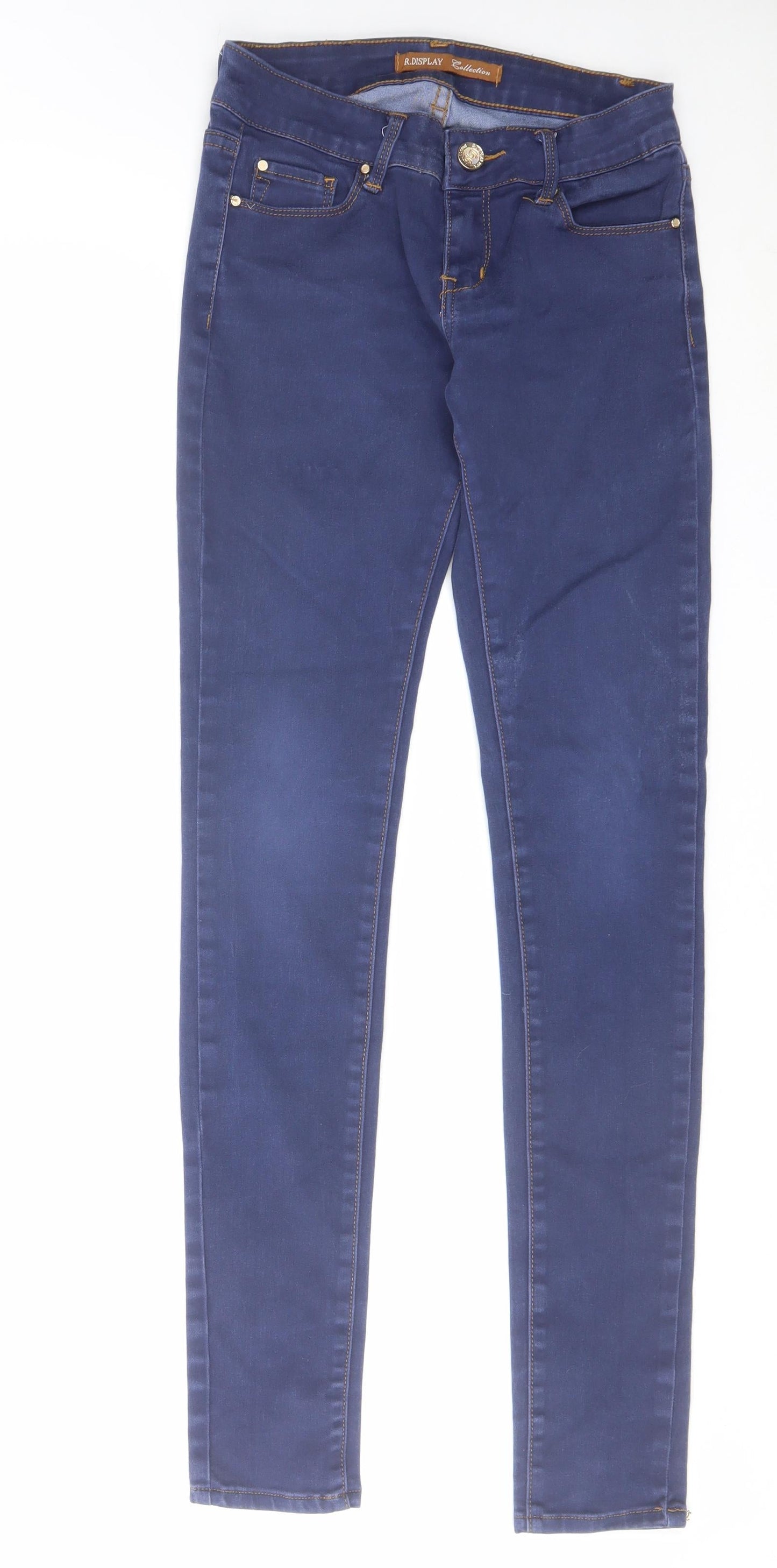 R.Display Womens Blue Cotton Skinny Jeans Size 8 L32 in Regular Zip