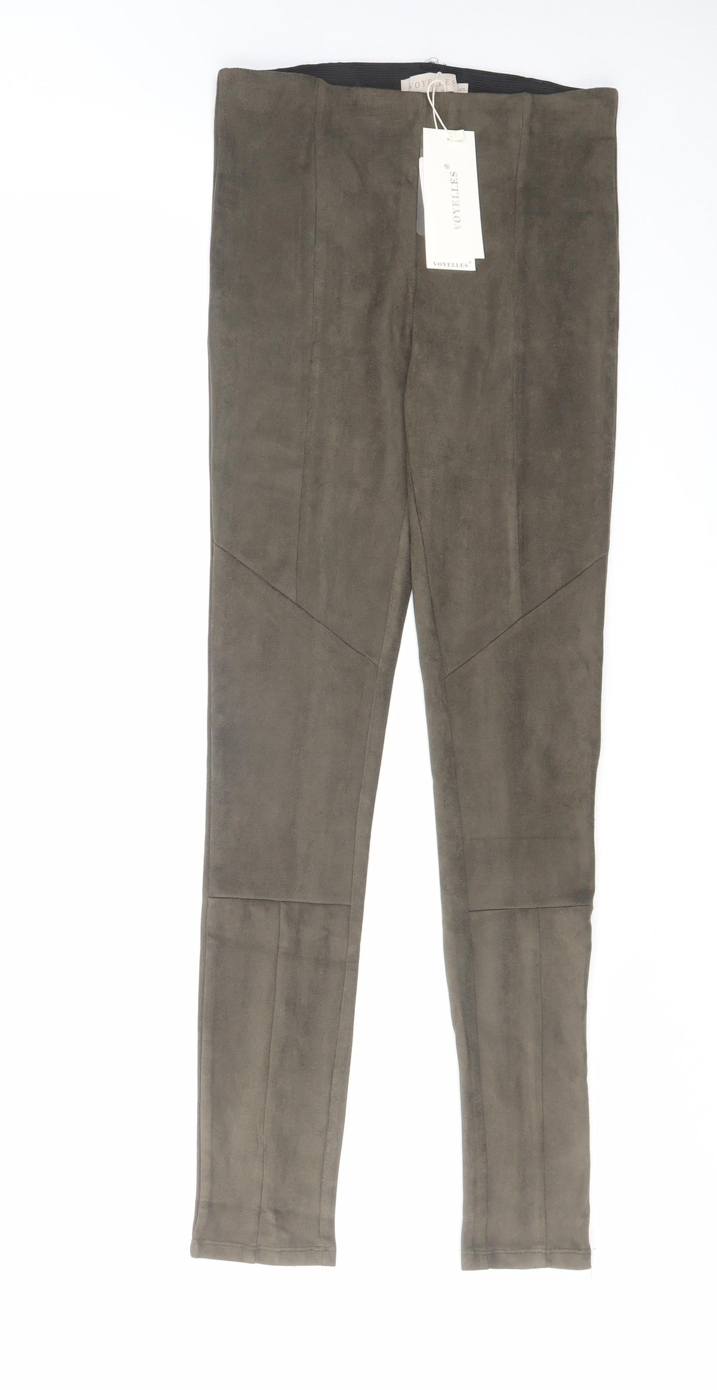 Voyelles Womens Green Polyester Carrot Leggings Size S L29 in Regular - Suede Style