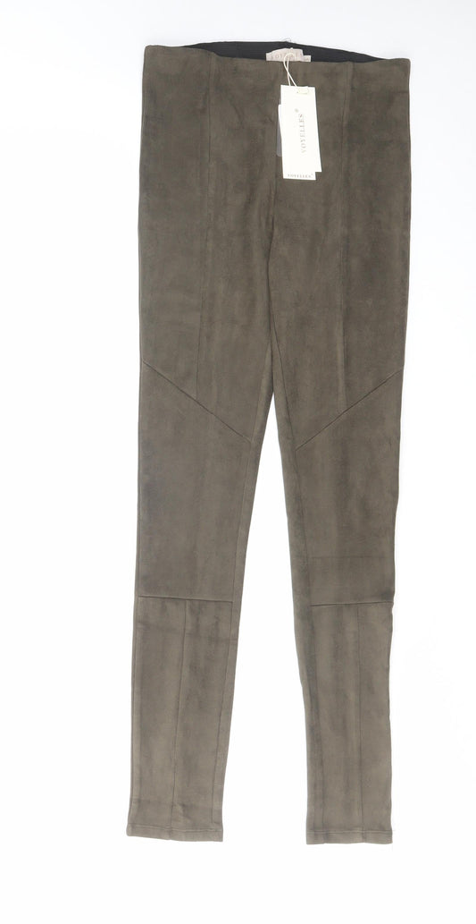 Voyelles Womens Green Polyester Carrot Leggings Size S L29 in Regular - Suede Style