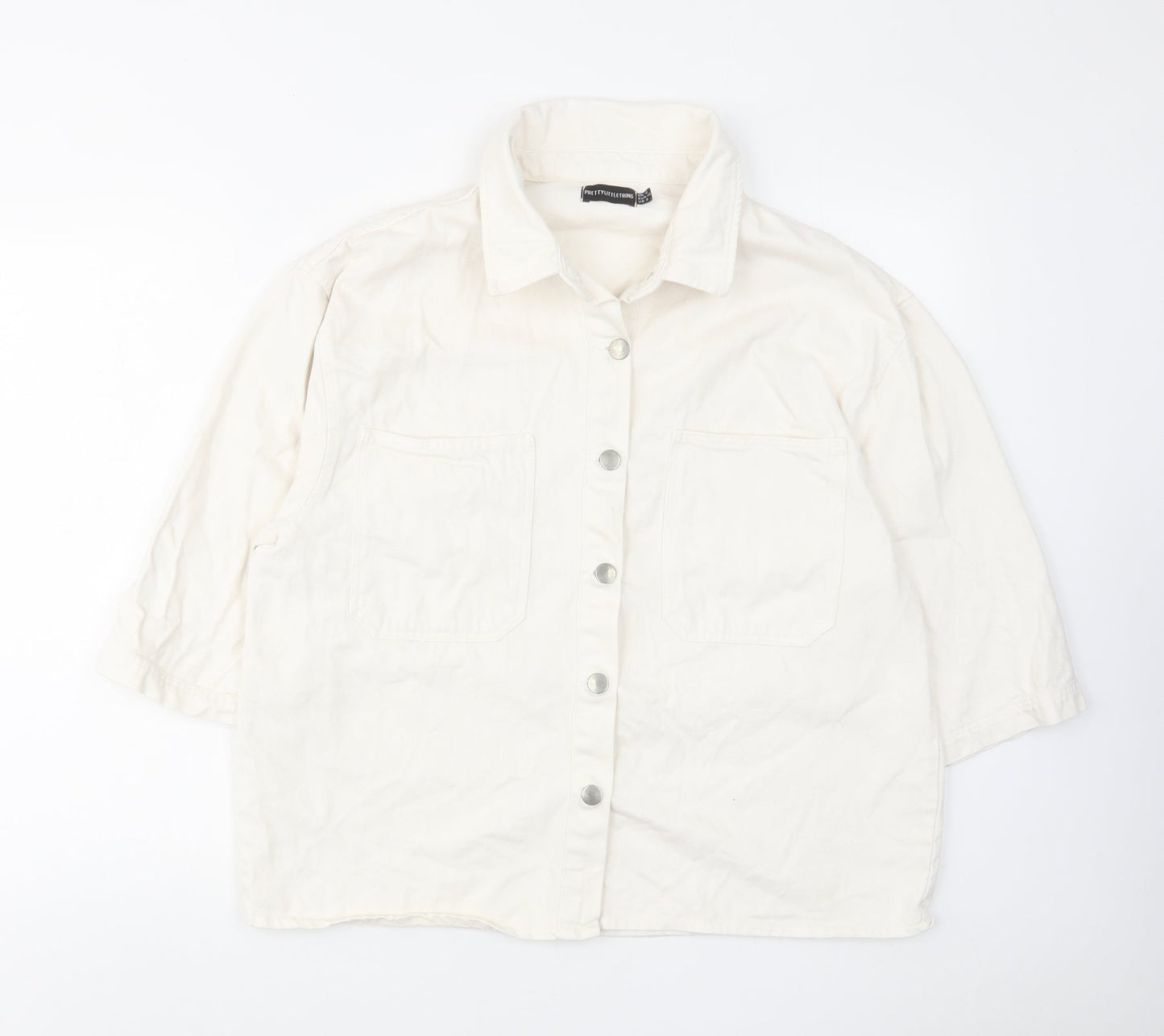 PRETTYLITTLETHING Womens White Jacket Size 10 Button