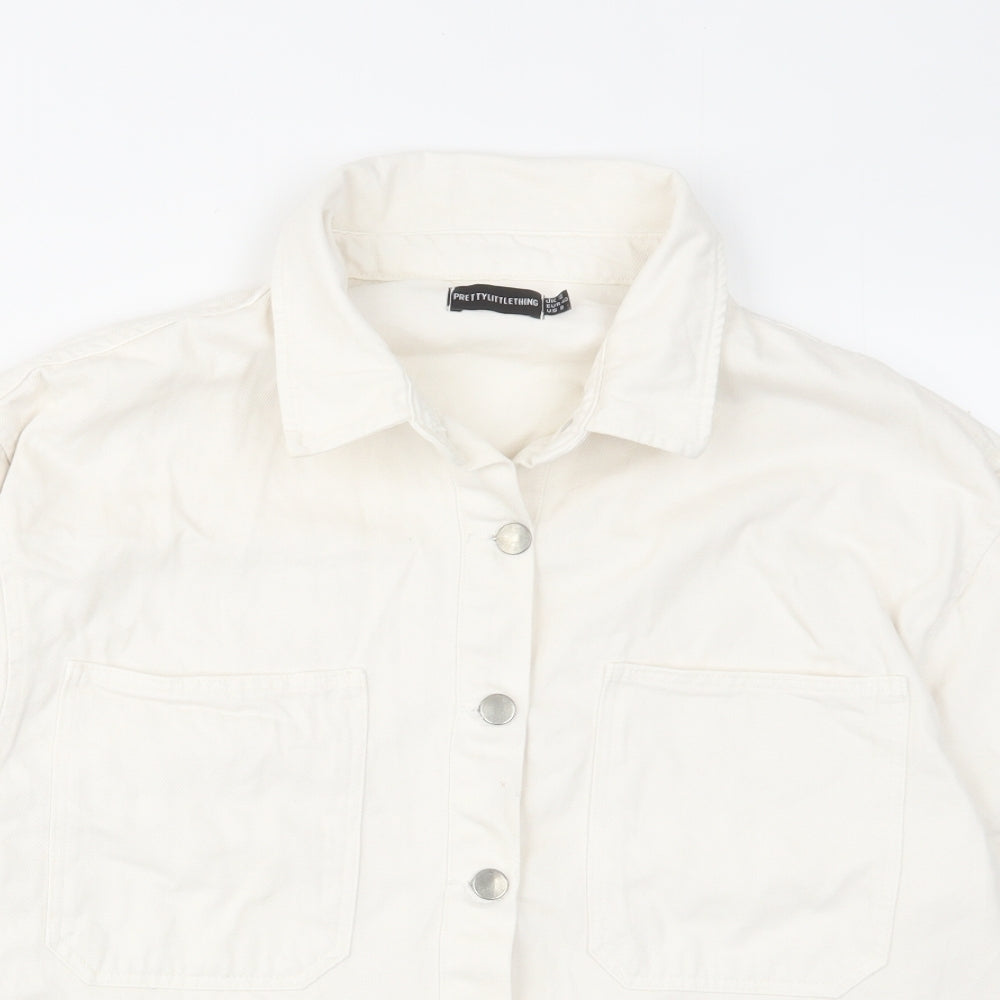 PRETTYLITTLETHING Womens White Jacket Size 10 Button