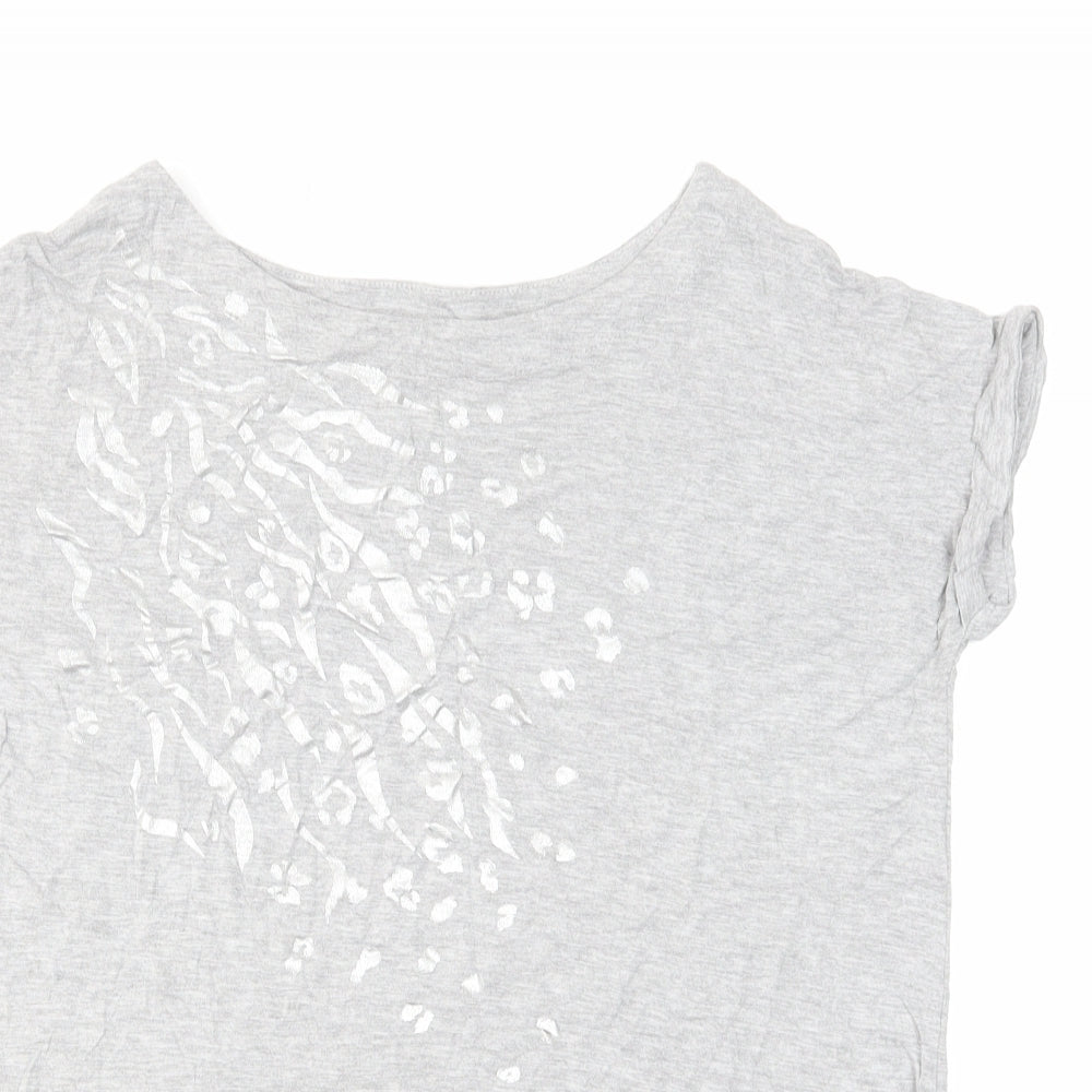 NEXT Womens Grey Viscose Basic T-Shirt Size 10 Boat Neck
