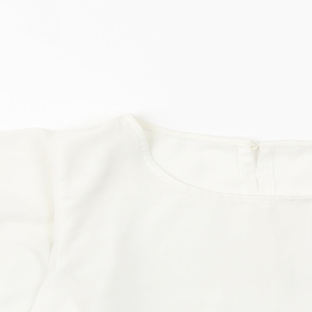 Select Womens White Polyester Basic Blouse Size 6 Round Neck - Batwing Sleeves