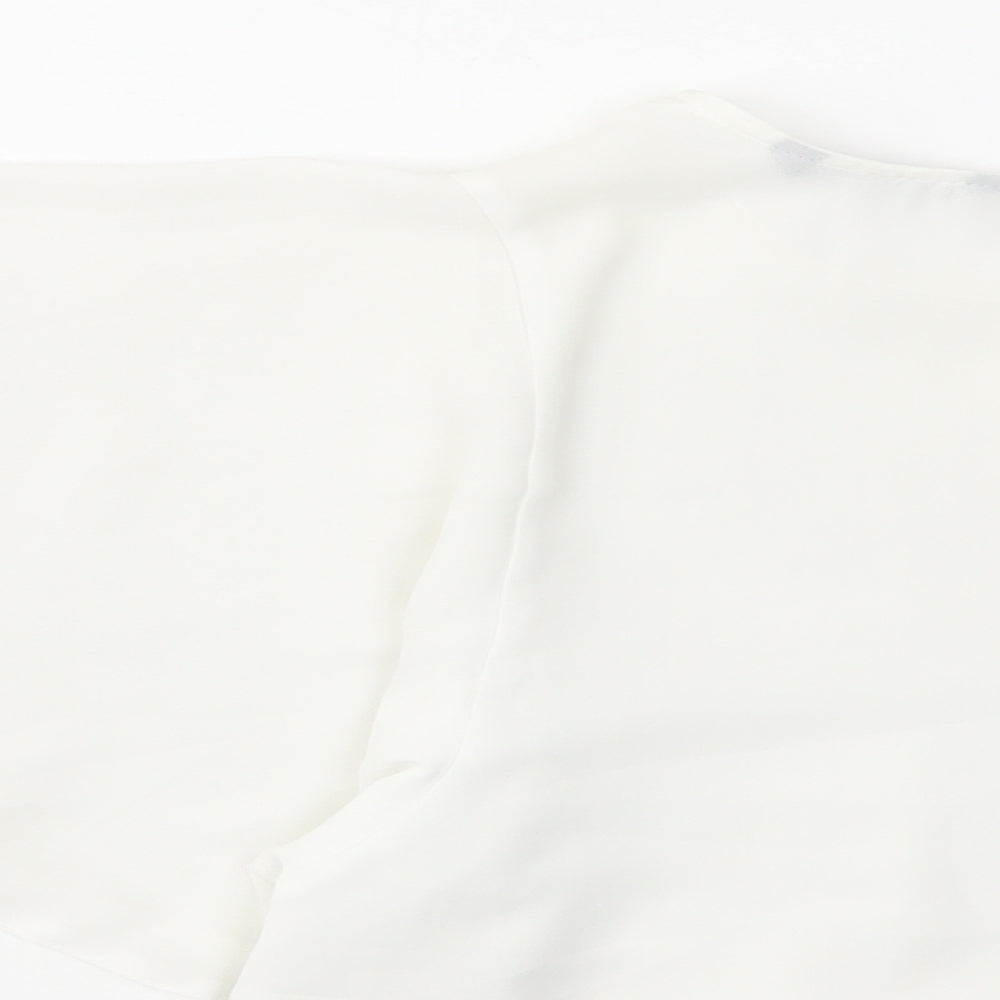 Select Womens White Polyester Basic Blouse Size 6 Round Neck - Batwing Sleeves