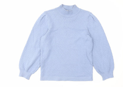 Next Womens Blue High Neck Viscose Pullover Jumper Size 10