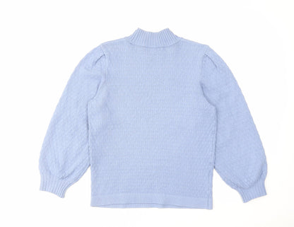 Next Womens Blue High Neck Viscose Pullover Jumper Size 10