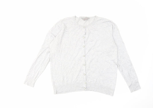 Dorothy Perkins Womens Grey Round Neck Viscose Cardigan Jumper Size 14