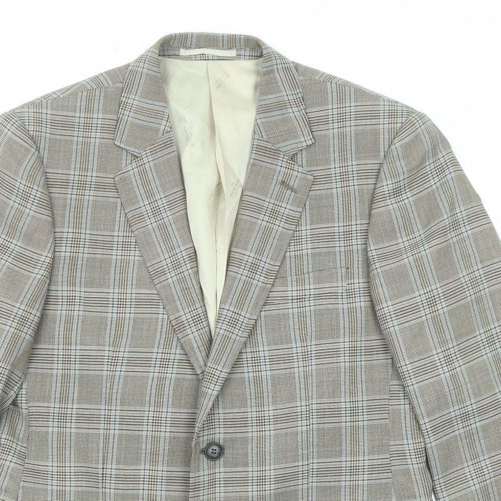 The Savile Row Mens Multicoloured Plaid Wool Jacket Blazer Size 38 Regular