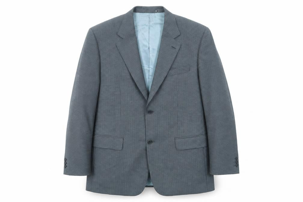 Wellington Mens Grey Geometric Polyester Jacket Suit Jacket Size 42 Regular