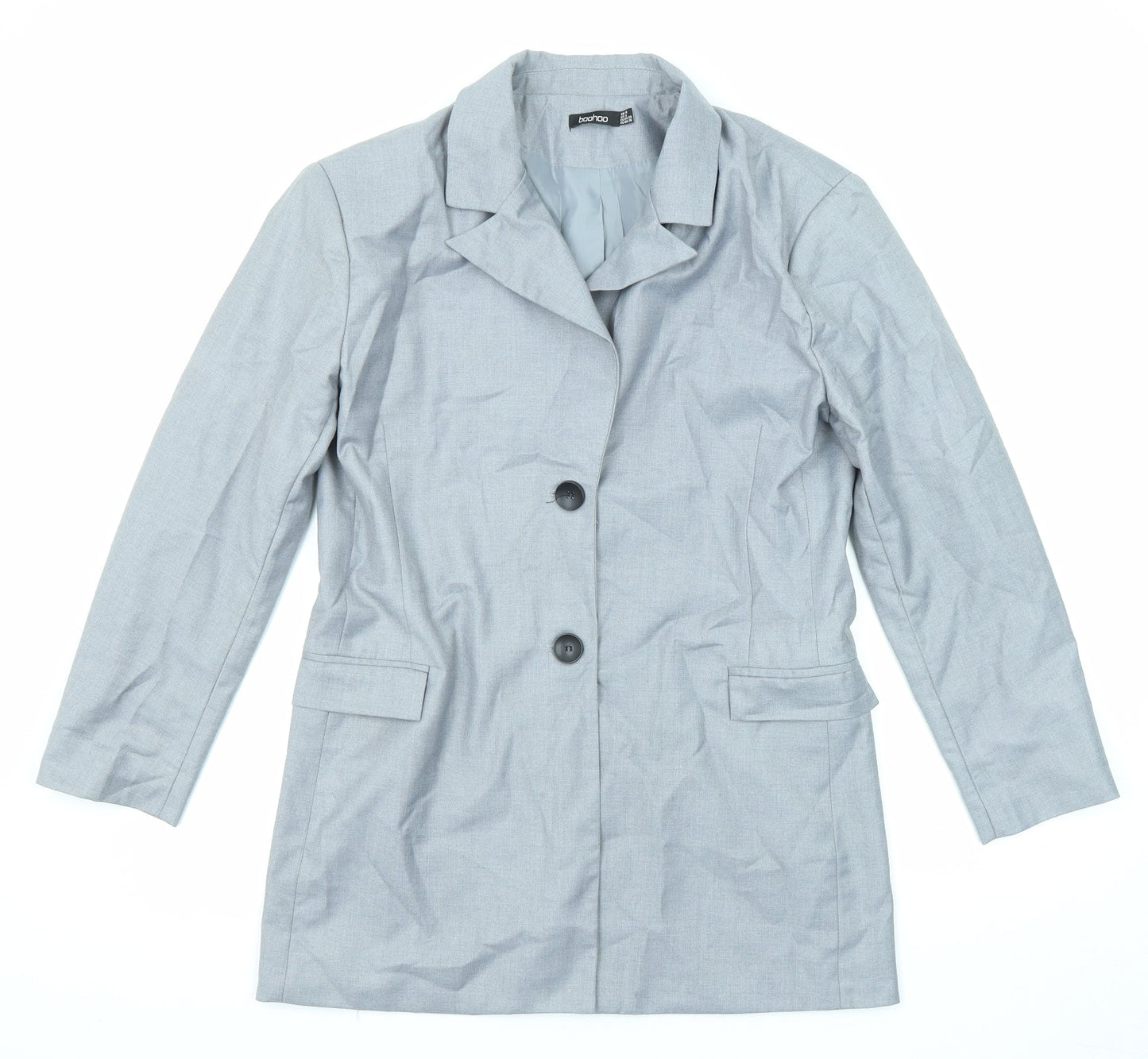 Boohoo Womens Grey Jacket Blazer Size 10 Button