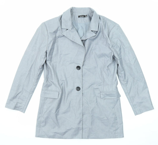 Boohoo Womens Grey Jacket Blazer Size 10 Button