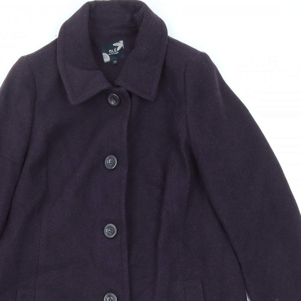 EWM Womens Purple Overcoat Coat Size 14 Button