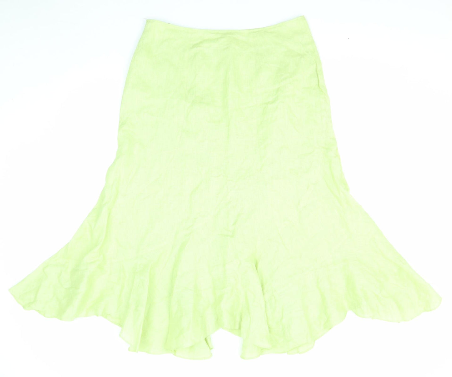 Erfo Womens Green Linen Swing Skirt Size 14 Zip