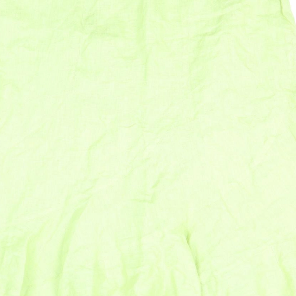 Erfo Womens Green Linen Swing Skirt Size 14 Zip