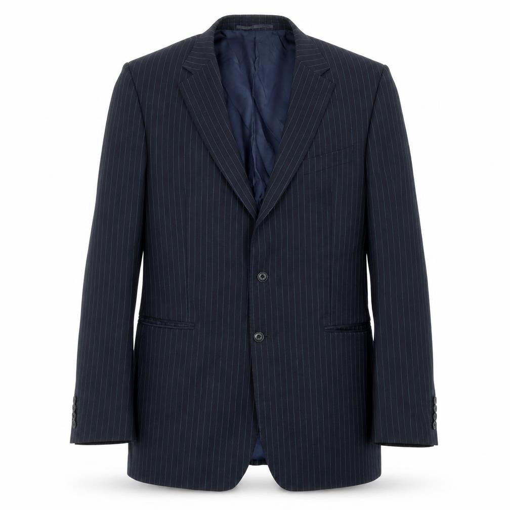 Marks and Spencer Mens Blue Striped Wool Jacket Suit Jacket Size 42 Regular - Longline