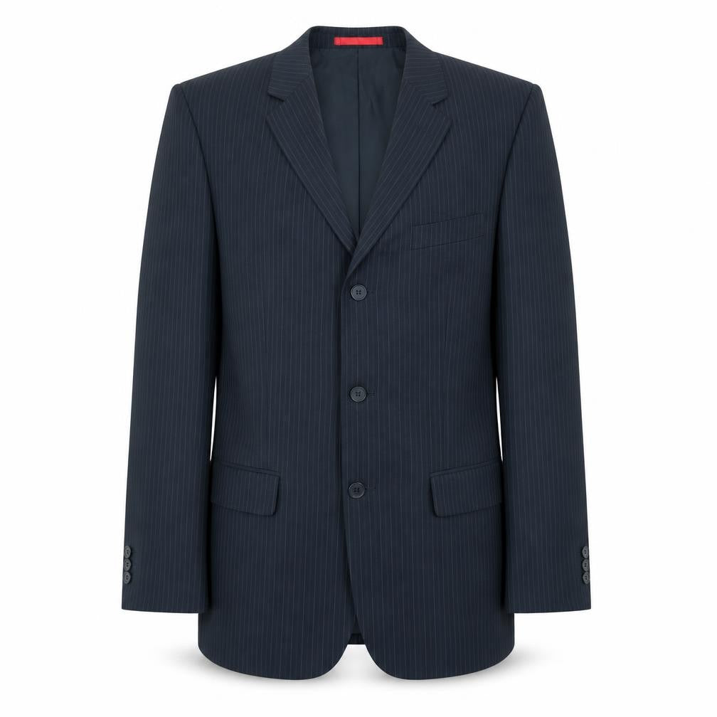 Burton Mens Blue Striped Polyester Jacket Suit Jacket Size 38 Regular