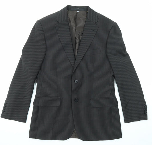 Marks and Spencer Mens Brown Striped Polyester Jacket Suit Jacket Size 38 Regular
