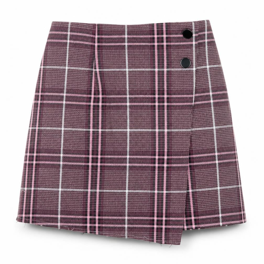 Marks & Spencer Womens Purple Plaid Wool A-Line Skirt Size 29 in Zip